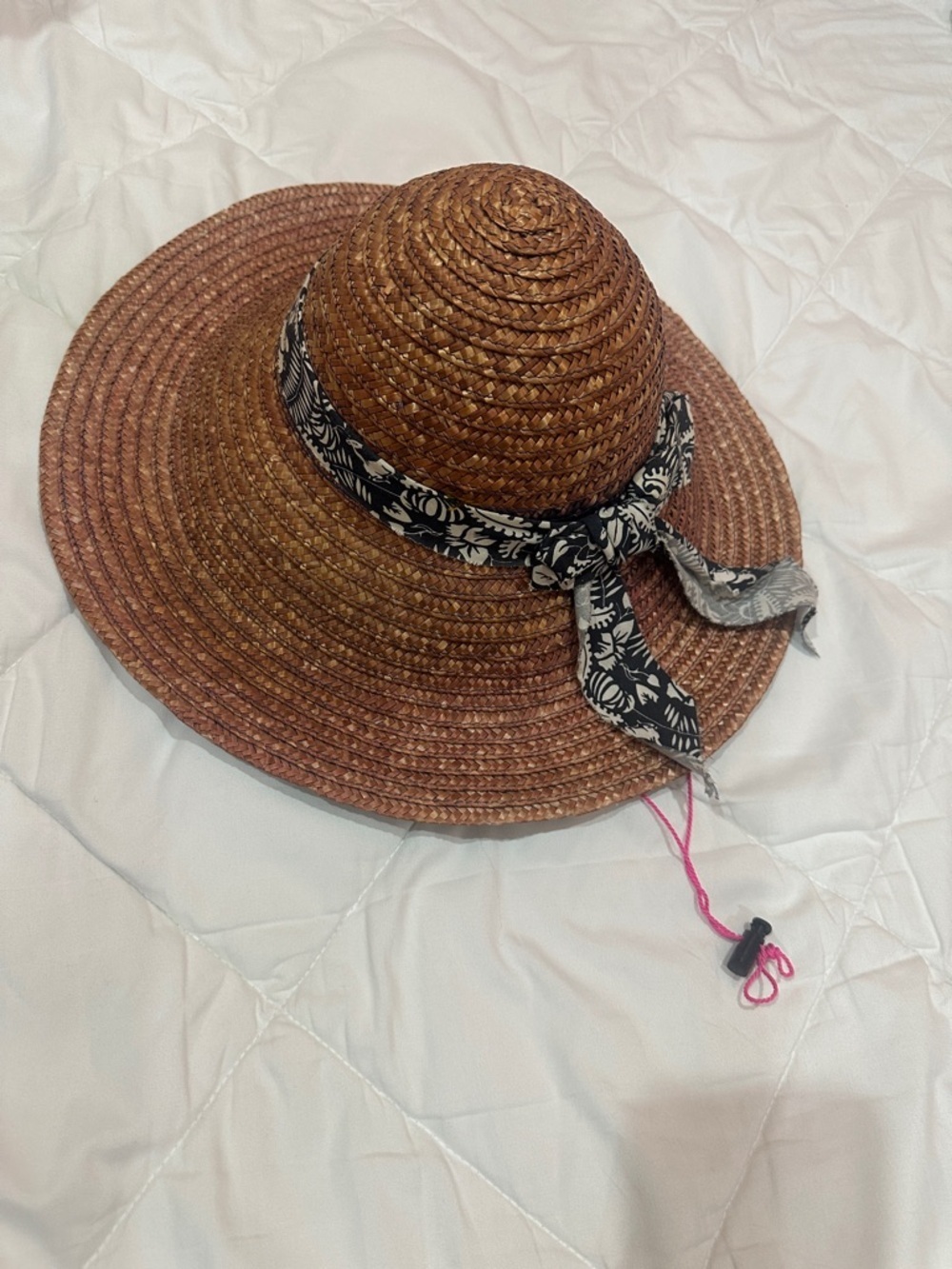 Women’s Brown Straw Sun Hat with Black Floral Band